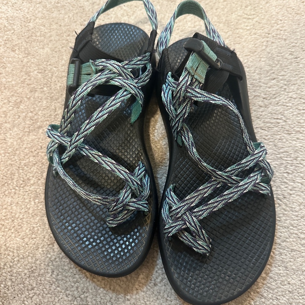 Black and Teal Strappy Sandals